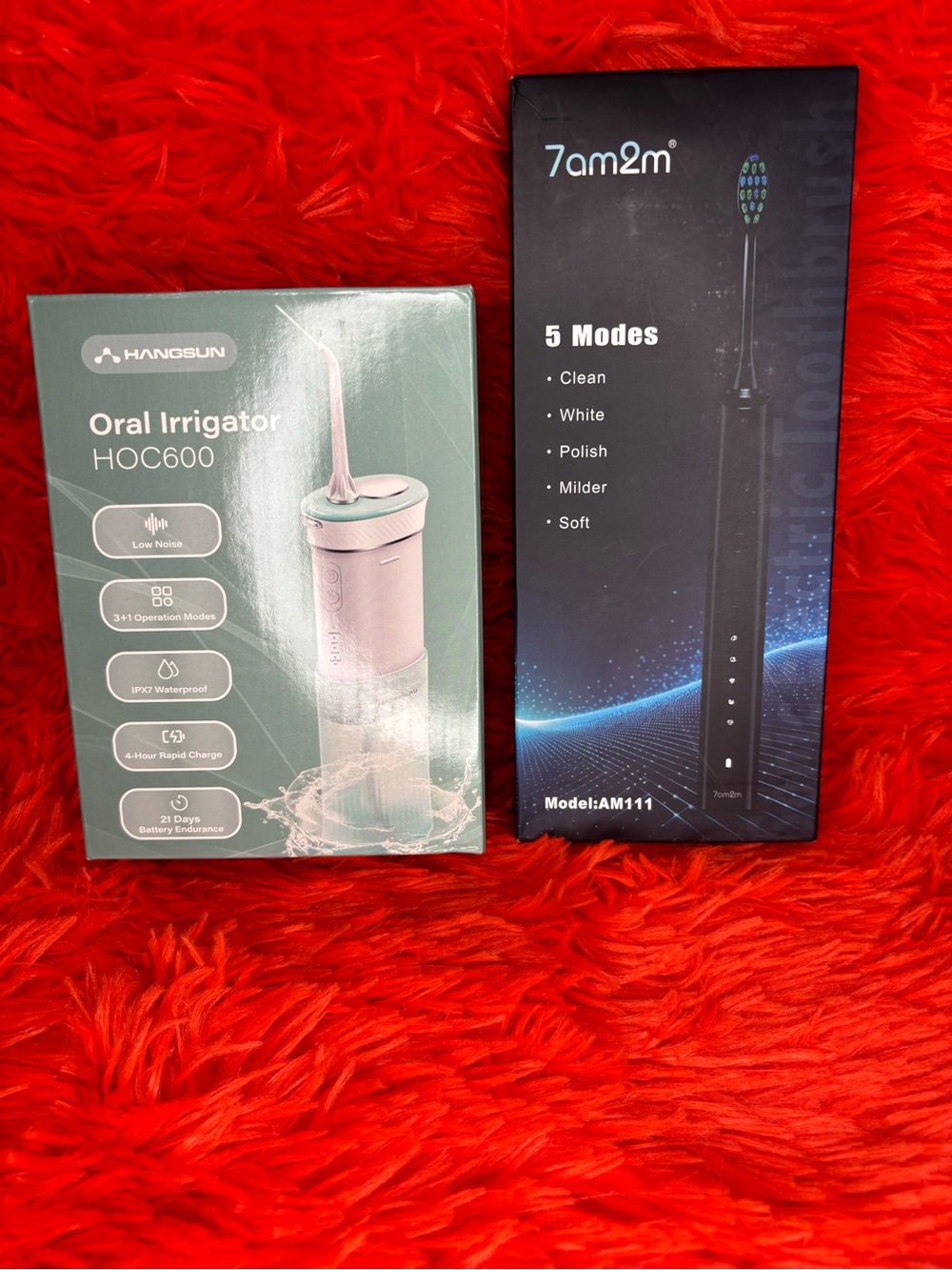 7am2m + HANGSUN Oral Care Set - Black Electric Toothbrush & Mint Oral Irrigator